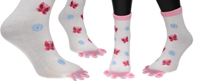 Ponožky Toe Socks Světle Růžové+ Fialové s designem