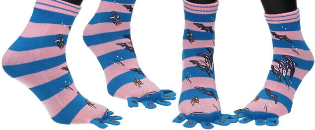 Ponožky Toe Socks Světle Růžové+ Fialové s designem