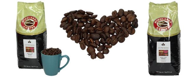 Pražená káva 1kg Cà phê hạt Full City Roast Highland Coffee